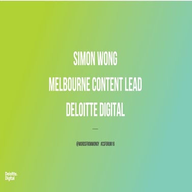 You can't spell CMS without content - Simon Wong CS Forum 2016