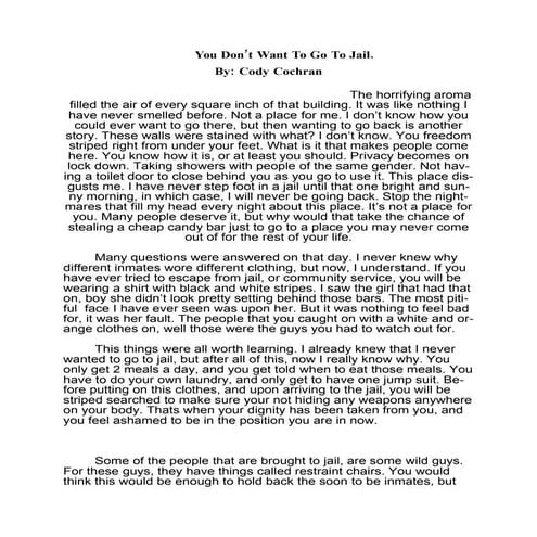 You dont want to go to jail