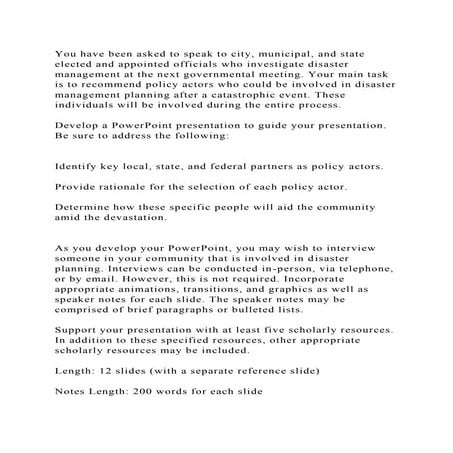 You have been asked to speak to city, municipal, and state elected a.docx