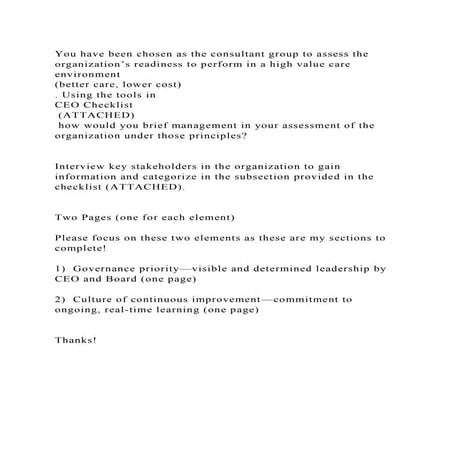 You have been chosen as the consultant group to assess the organizat.docx