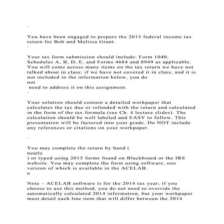 ·You have been engaged to prepare the 2015 federal income tax re.docx