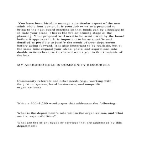 You have been hired to manage a particular aspect of the new ad.docx