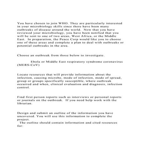 You have chosen to join WHO. They are particularly interested in.docx