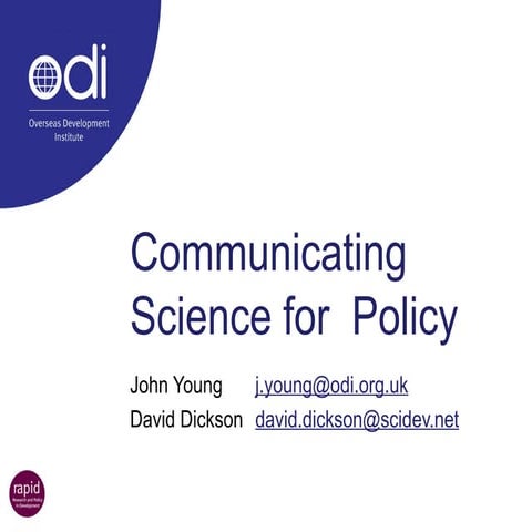 Communicating Science for Policy