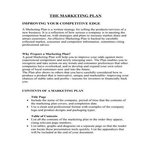 Your marketing plan