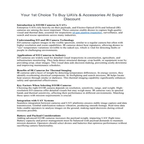 Your 1st Choice To Buy UAVs & Accessories At Super Discount.pdf