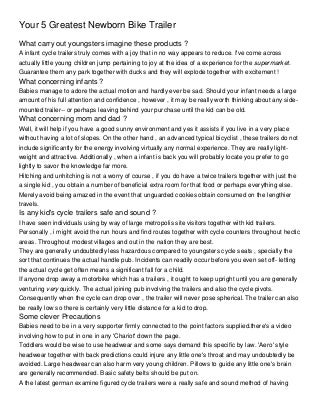 Your 5 Greatest Newborn Bike Trailer S