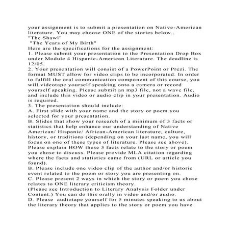 your assignment is to submit a presentation on Native-American liter.docx
