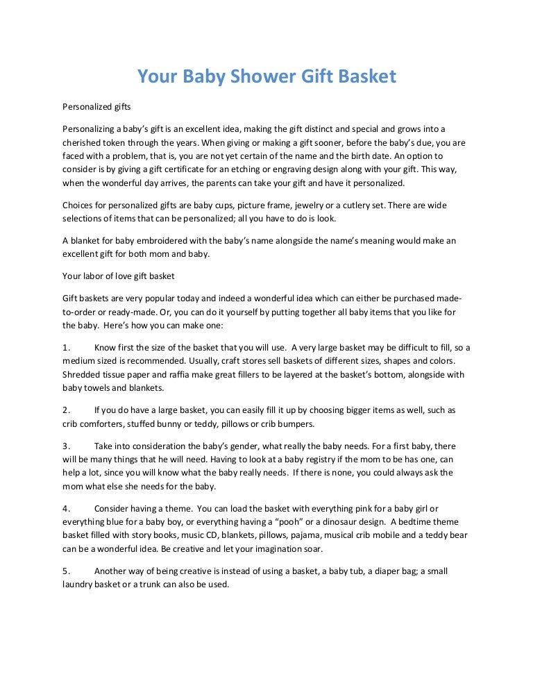 Your baby shower gift basket
