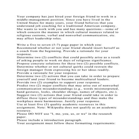 Your company has just hired your foreign friend to work in a middle-.docx