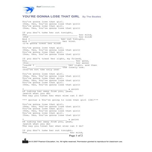 You're gonna lost that girl