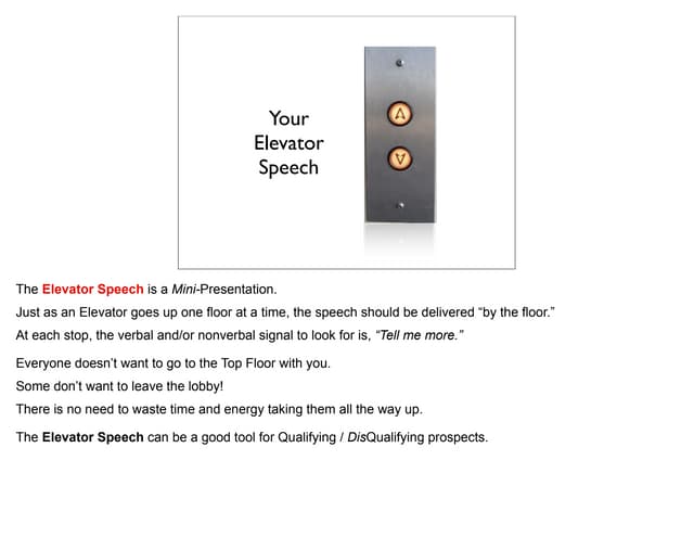 Your Elevator Speech is a Mini-Presentation