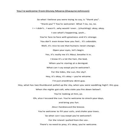 You’re welcome from disney moana (dwayne johnson) | DOCX