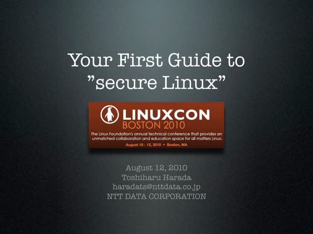 Your First Guide to "secure Linux"