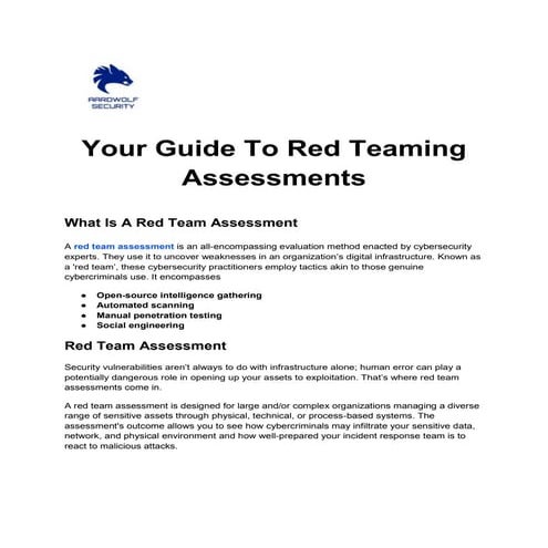Your Guide to Red Teaming Assessments - Aardwolf Security