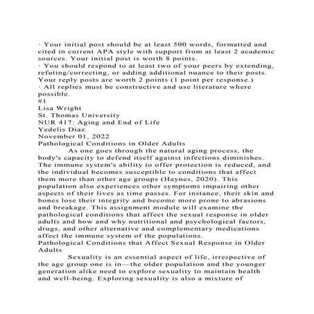 · Your initial post should be at least 500 words, formatted and ci.docx