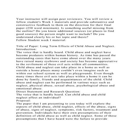 Your instructor will assign peer reviewers. You will review a fell.docx