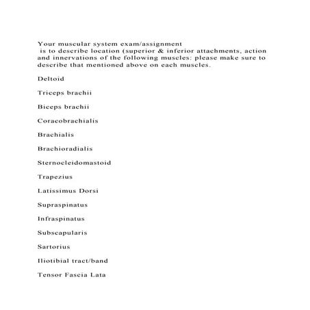Your muscular system examassignment is to describe location (su.docx