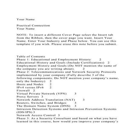 Your NamePractical ConnectionYour NameNOTE To insert a .docx
