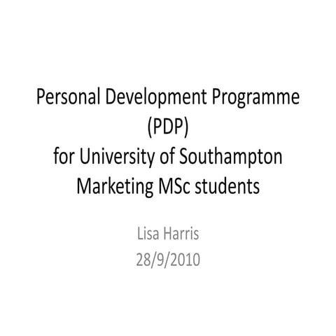 Personal development programme (pdp)
