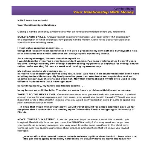 Your relationship with money