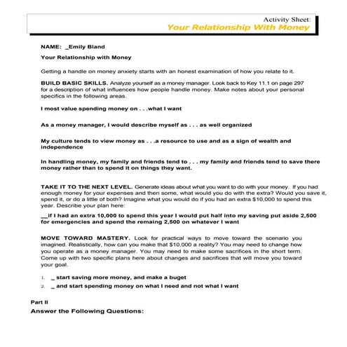 Your relationship with money