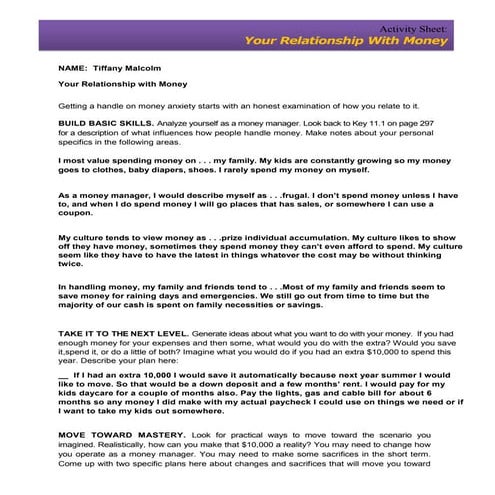 Your relationship with money