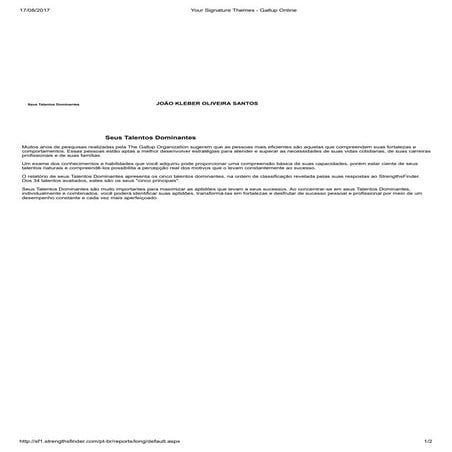 Talentos Dominantes Gallup Online - João Kleber de Oliveira Santos
