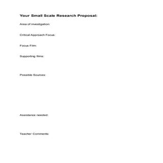 Your small scale research proposal