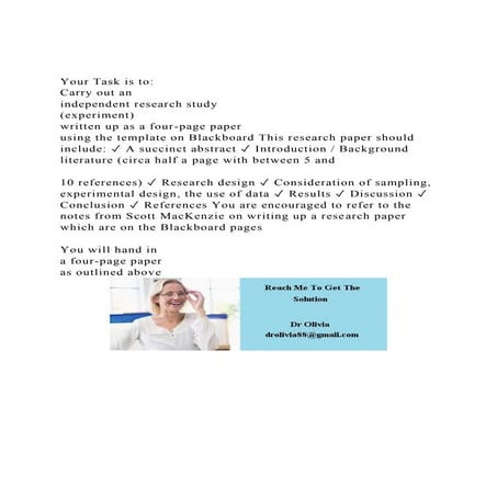 Your Task is to Carry out an independent research study (.docx