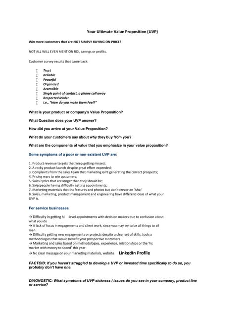 Your ultimate value proposition