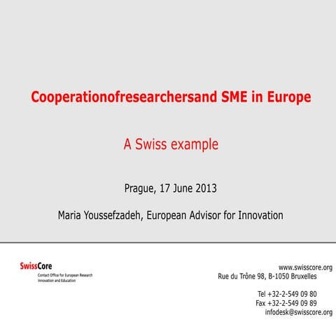 Maria Youssefzadeh - Coorperation of researchers and SME in Europe