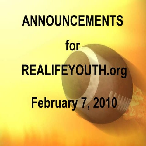 Youth  Announcements 02-07-2010