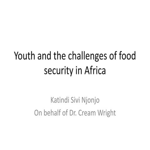 Youth and food security in africa