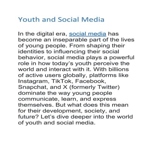 impact of social media on youth | PPT