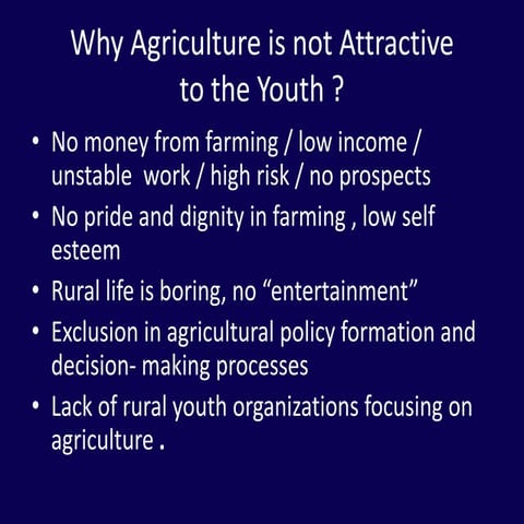 Youth in agriculture: Entrepreneurial perspective