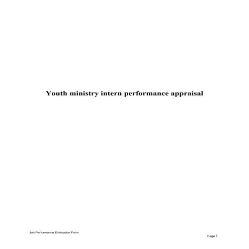 Youth ministry intern performance appraisal