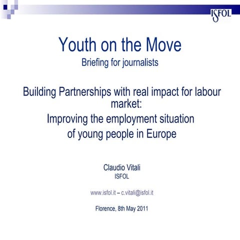 Claudio Vitali, Building partnerships with real impact for labour market: Improving the employment situation of young people in Europe