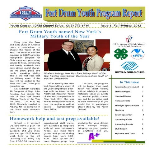 Youth Programs Fall Winter Newsletter