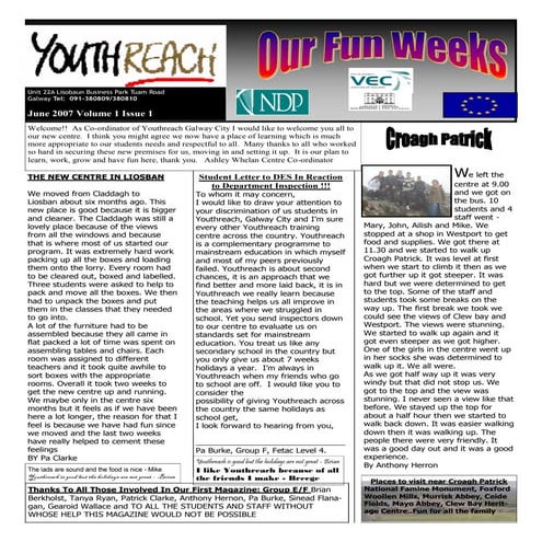 Youthreach newsletter 1