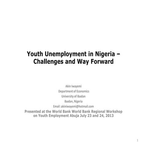 Youth Unemployment in Nigeria Challenges and Way Forward