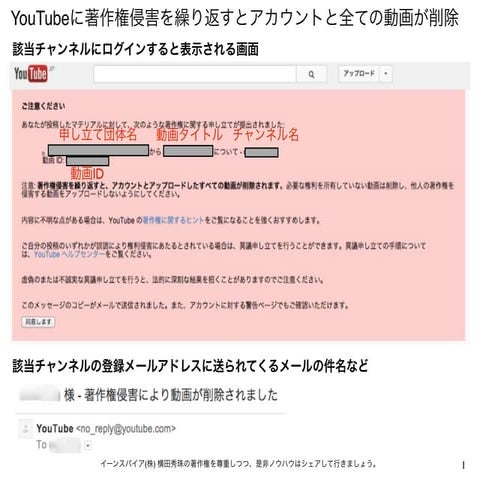 YouTubeに著作権侵害を繰り返すとアカウントと全ての動画が削除