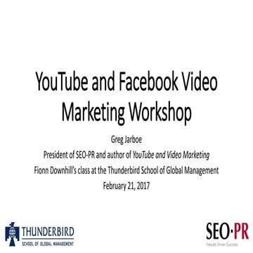 YouTube and Facebook video marketing workshop