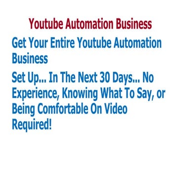 Youtube automation business