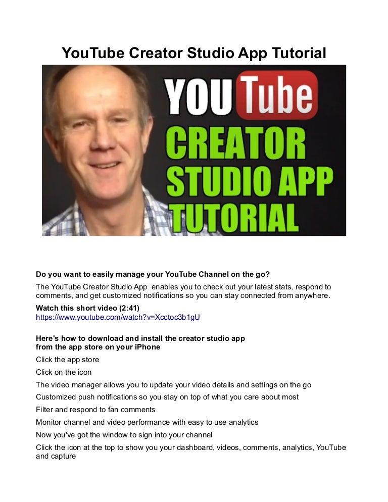 YouTube Creator Studio App Tutorial