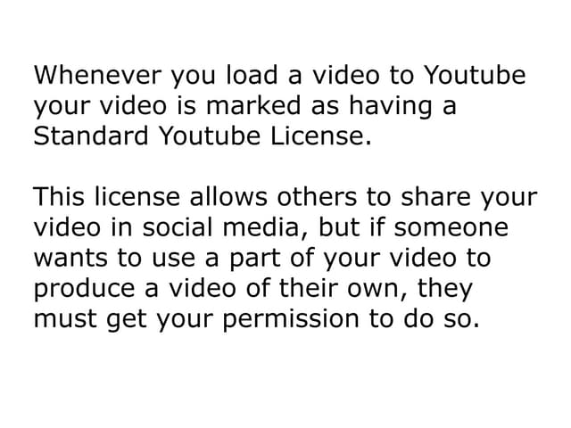 Youtube license overview and Creative Common Options