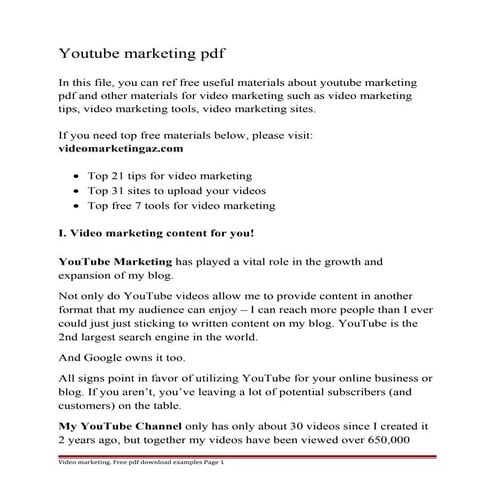 Youtube marketing pdf | DOC