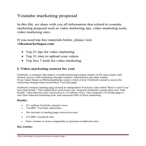 Youtube marketing proposal