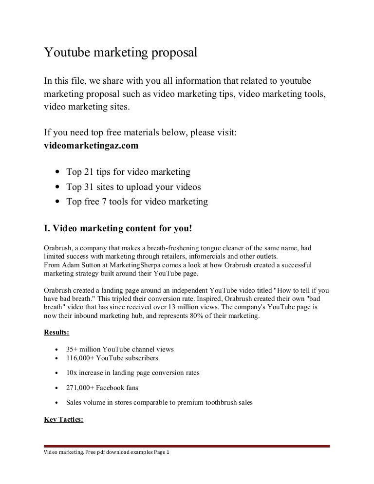 youtube marketing proposal band sponsorship proposal