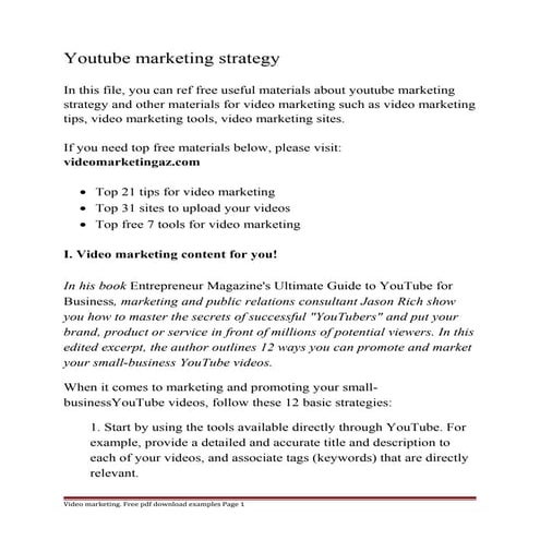 Youtube marketing strategy